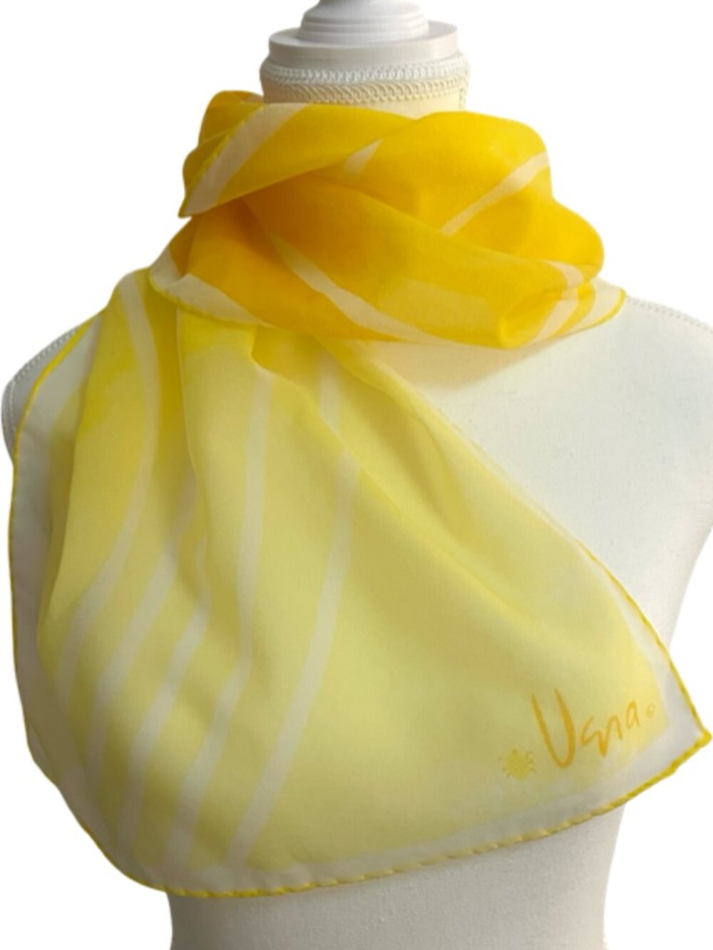 Vera Yellow Sheer Chiffon Scarf 41" x 13" Soft Lightweight Vintage Style